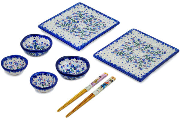 Blue and White Ceramic Sushi Set