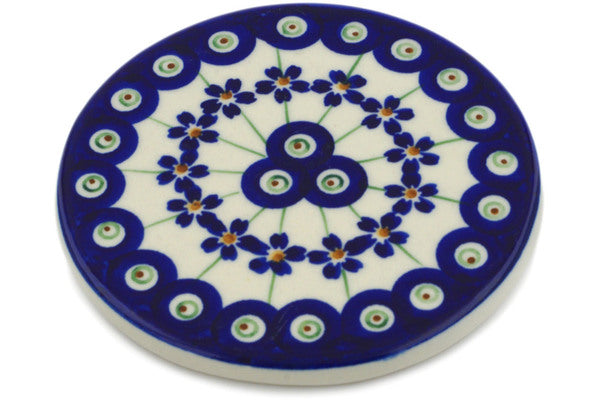 3 Polish Pottery Mini Plates Peacock cheapest Floral Coaster Farm House Ceramic Coasters