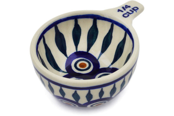 Polish Pottery 1/4 Cup Measuring Cup Peacock