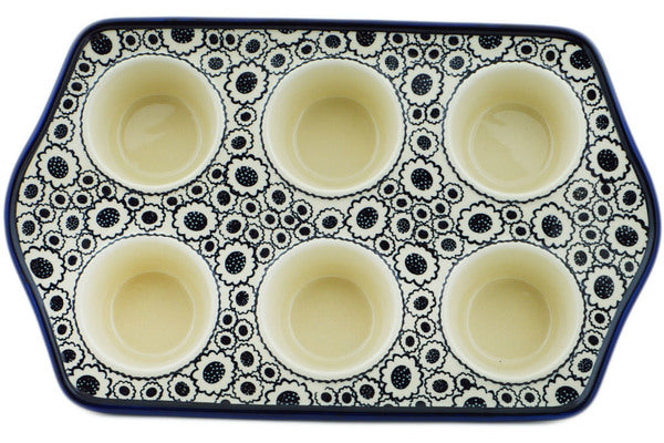 Polish Pottery 14 Muffin Pan Stars and Stripes